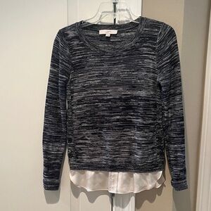 LOFT Charcoal and White Layered Sweater